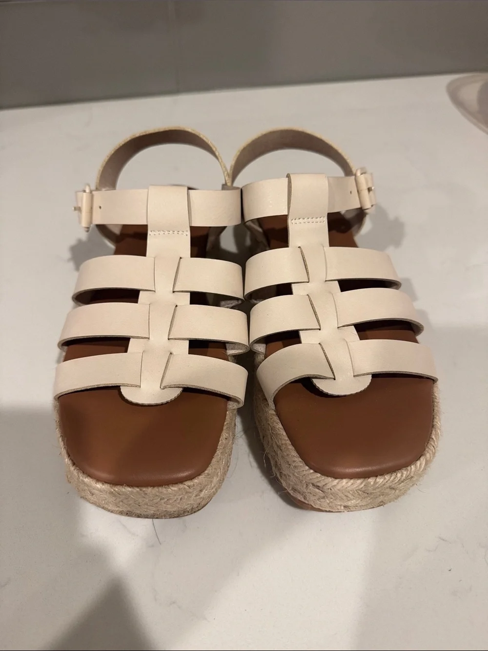 Women's American Eagle Cream Woven Strap Espadrille Sandals
